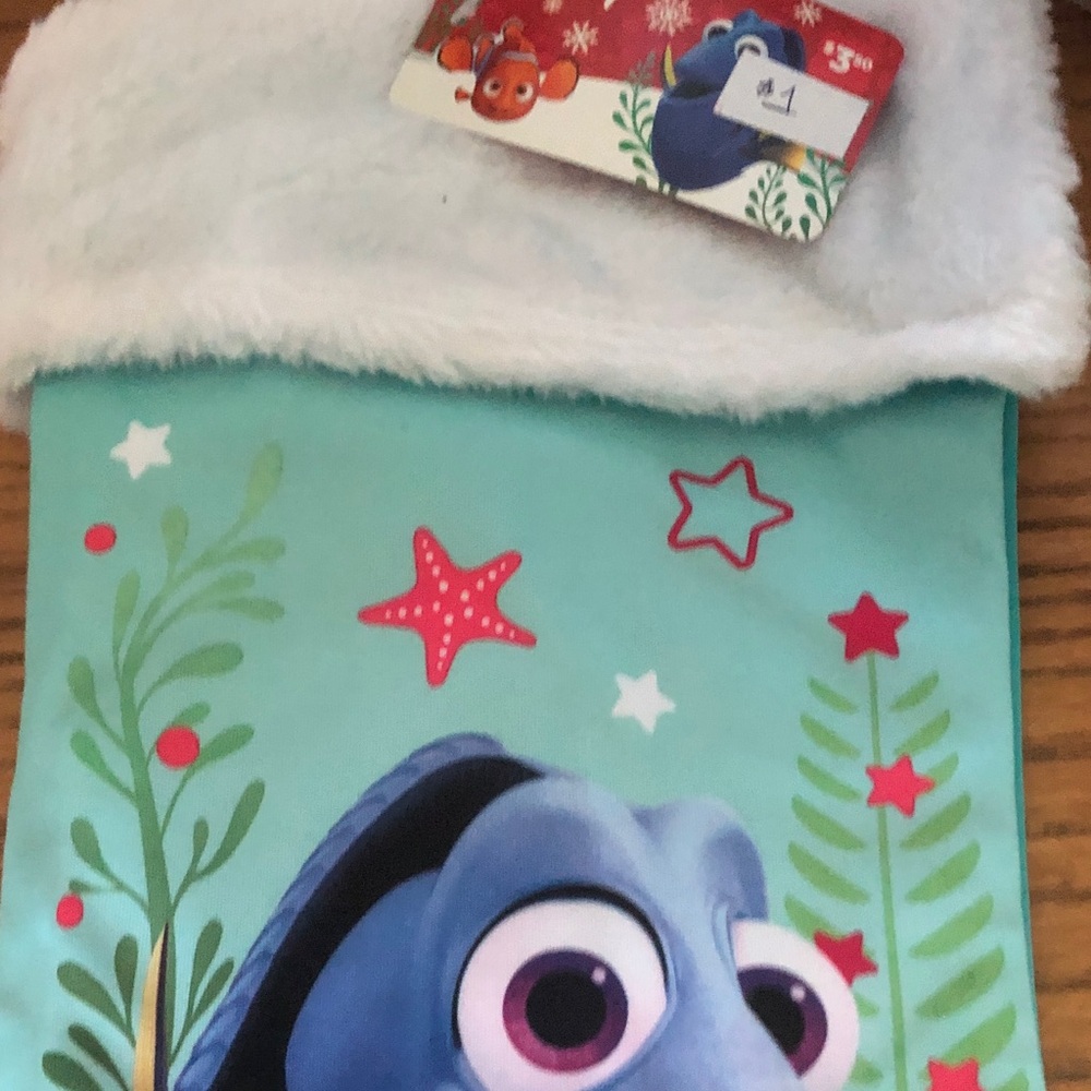 Disney Dory Plush Holiday Stocking in Aqua, White & Blue